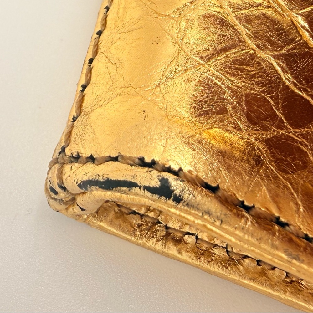 Michael Kors Metallic Gold Python Embossed Clutch… - image 12